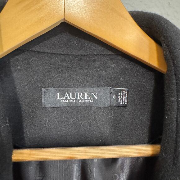 NWT Lauren Ralph Lauren Black Wool Maxi Coat Reefer Long Coat Size 8 $330 - Picture 3 of 12